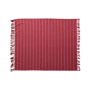 Brushed Cotton Flannel Throw w/ Stripes & Fringe