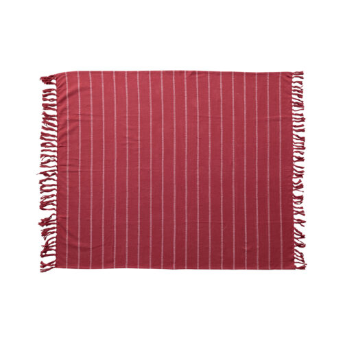 Brushed Cotton Flannel Throw w/ Stripes & Fringe