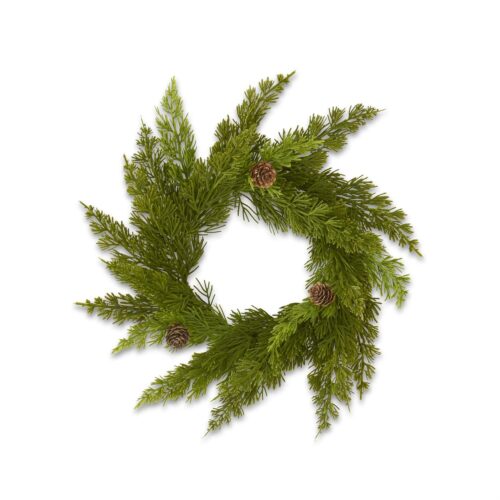 Real Touch Cedar Pine Candle/Wreath Ring w/Twigs and Pinecones