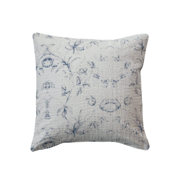 Cotton & Linen Printed Pillow w Floral Pattern
