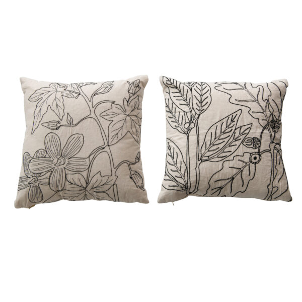 Pillow with Botanical Embroidery 2 Styles