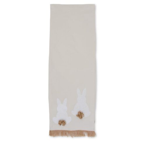 Table Runner | White Embroidered Easter Bunny