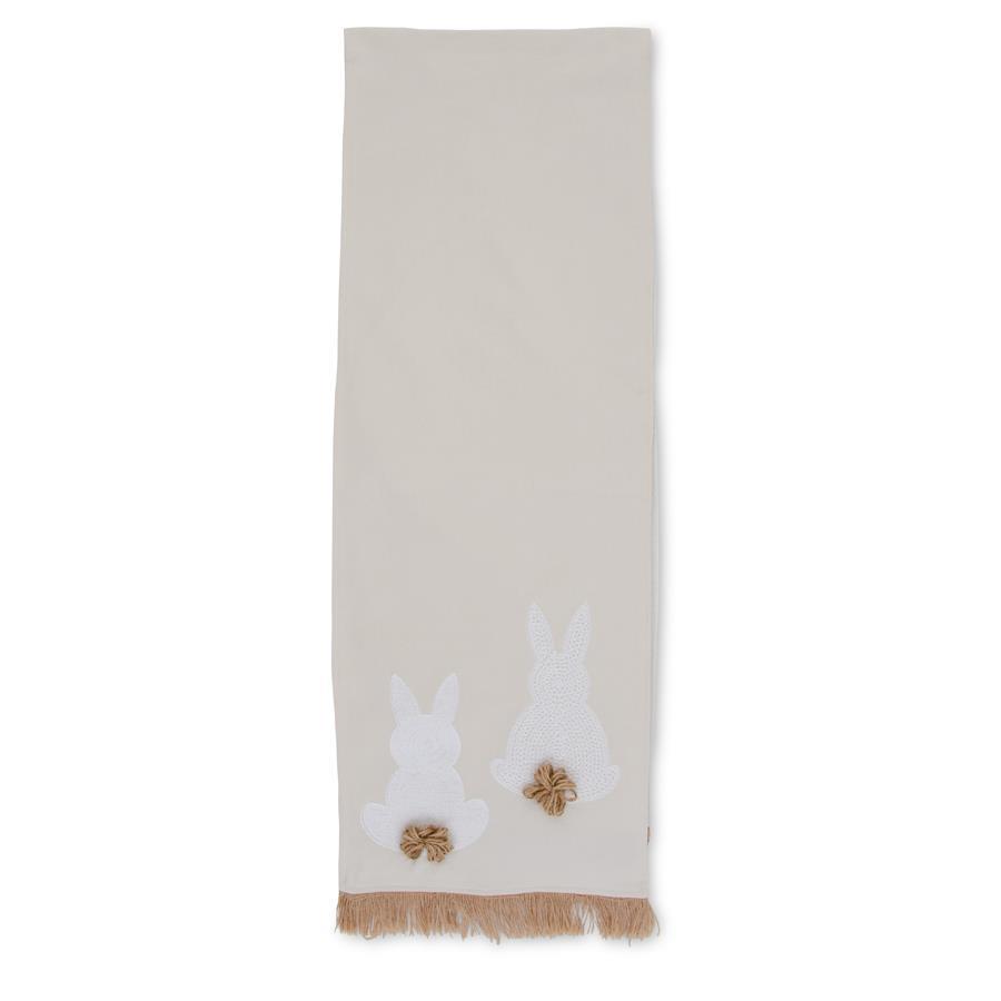 Table Runner | White Embroidered Easter Bunny