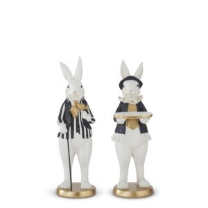 12 Inch Black & Gold Resin Easter Bunnies