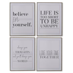 Wood Framed White & Natural Canvas Inspirational Sign