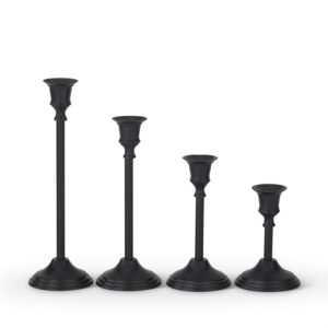 Slender Black Metal Taper Candleholders