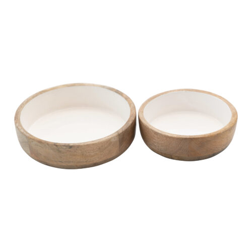 Mango Wood Bowls with Enamel Interior
