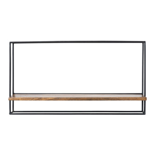Metal Framed Wood Wall Shelf