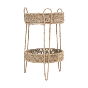 Hand-Woven Seagrass Stand with 2 Removeable Trays