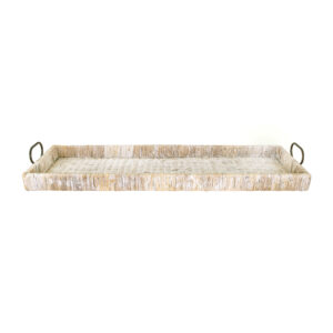 Decorative Rattan Tray with Metal Handles