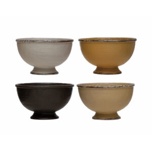 Stoneware Footed Bowl, Reactive Glaze, 4 Colors