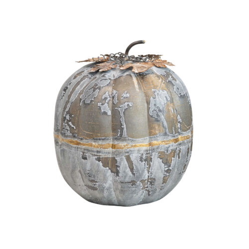 Distressed Galvanized Metal Pumpkin 10"