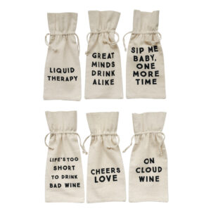 Cotton Wine Bag with Saying