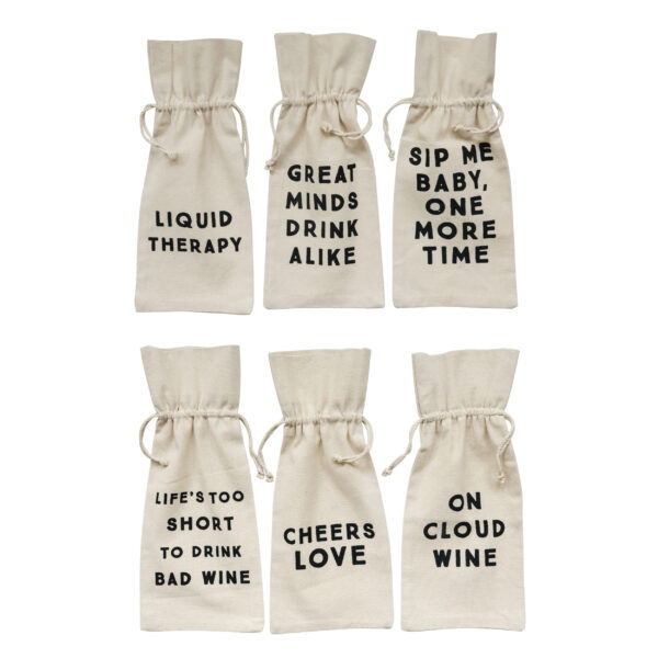 Cotton Wine Bag with Saying