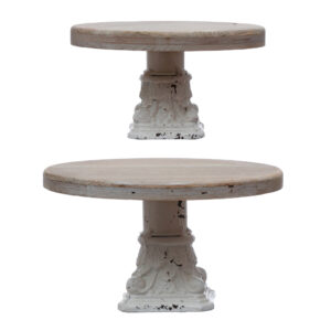 Distressed Wood and Metal Pedestals