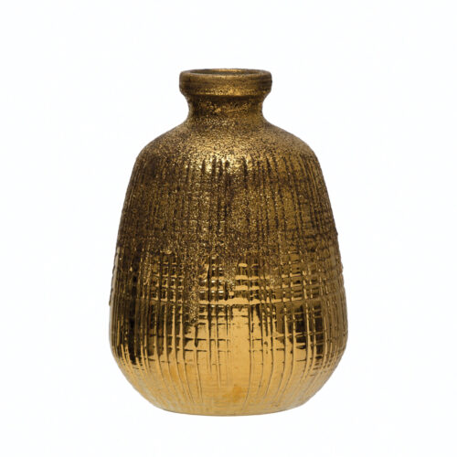 Textured Terra-Cotta Vase with Lines