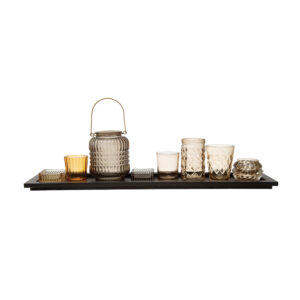 Embossed Glass Tealight/Votive Holders w/ Tray