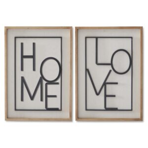 Assorted Cream Wood Home & Love Framed Raised Black Metal Signs