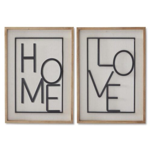 Assorted Cream Wood Home & Love Framed Raised Black Metal Signs