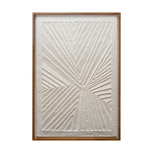 Oak Wood Framed Embossed Handmade Paper Wall Décor