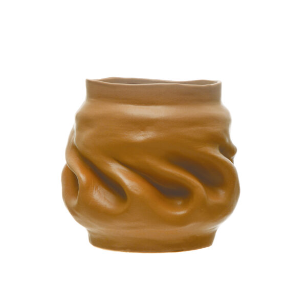 Stoneware Pinched Planter | Matte Brown