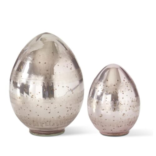 Mercury Glass Egg | Pink | 5 Inch