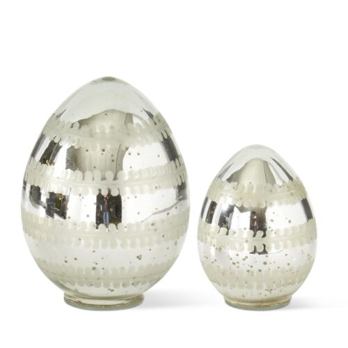 Mercury Glass Egg | Silver | 7 Inch