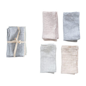 Woven Linen Striped Napkins, Set of 4