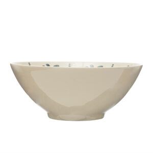 Hand-Stamped Stoneware Bowl with Pattern