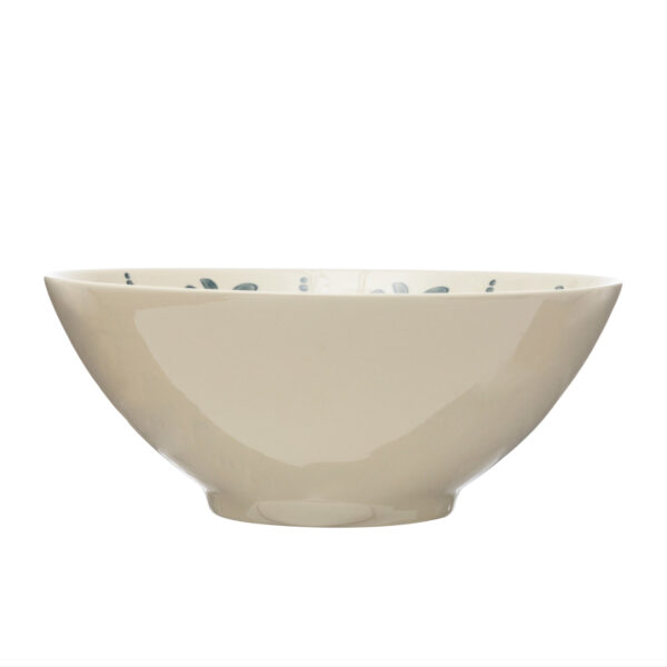 Hand-Stamped Stoneware Bowl with Pattern