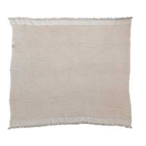 Cotton Waffle Weave Throw w/Fringe