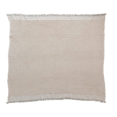 Cotton Waffle Weave Throw w/Fringe