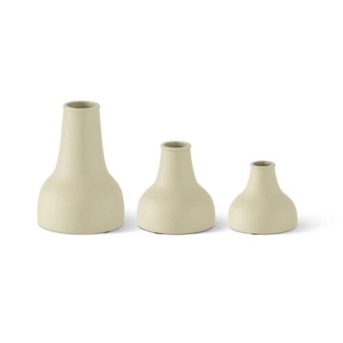 3.25" Textured Ivory Metal Long Neck Vase