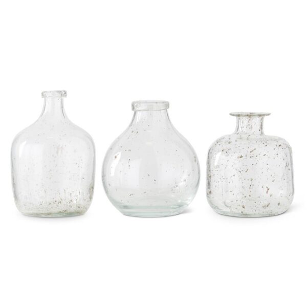 7" Textured Hand-blown Glass Bottle