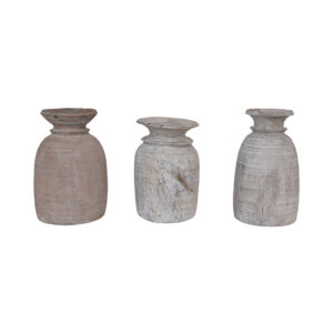Found Decorative Wood Jug 10-11-1/2" H x 7-7-1/2" Round
