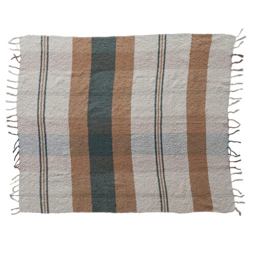 Hand-Woven Cotton Throw w/ Plaid Pattern