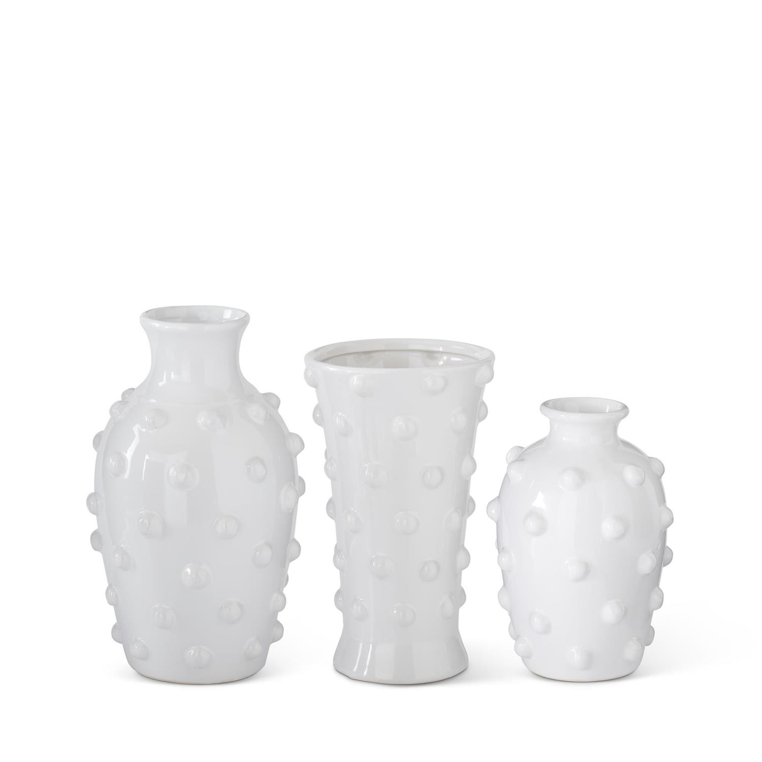 Glazed Vase w/Raised Polka Dots