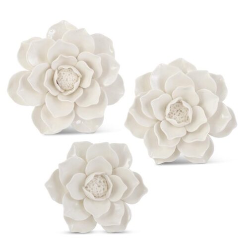 Glossy White Wall Hanging Ceramic Flower