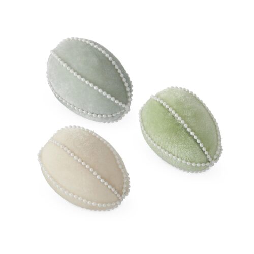 Velvet w/White Bead Trim Easter Eggs