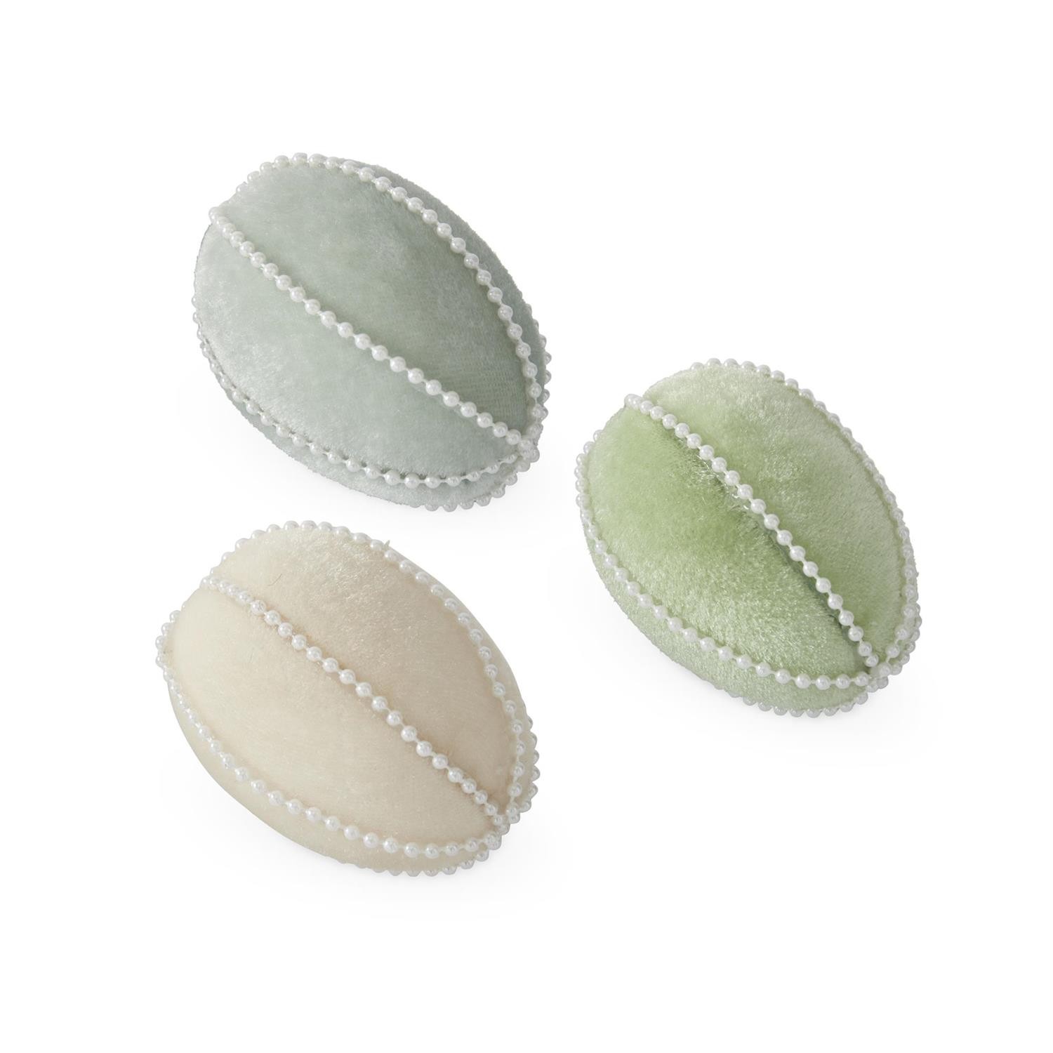 Velvet w/White Bead Trim Easter Eggs