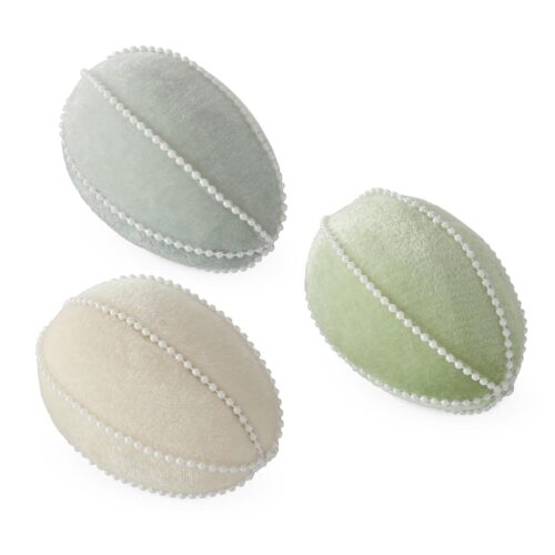 Velvet w/White Bead Trim Easter Eggs