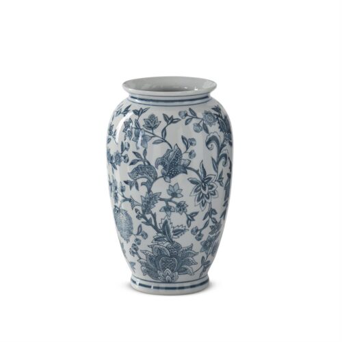 Navy Blue & White Porcelain Chinoiserie Vase