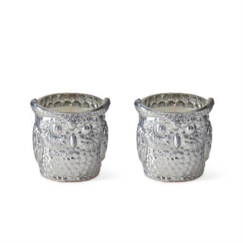 Silver Wax Filled Owl Candles