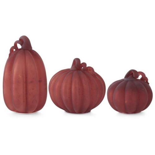 Red Mercury Glass LED Pumpkins w/Timers